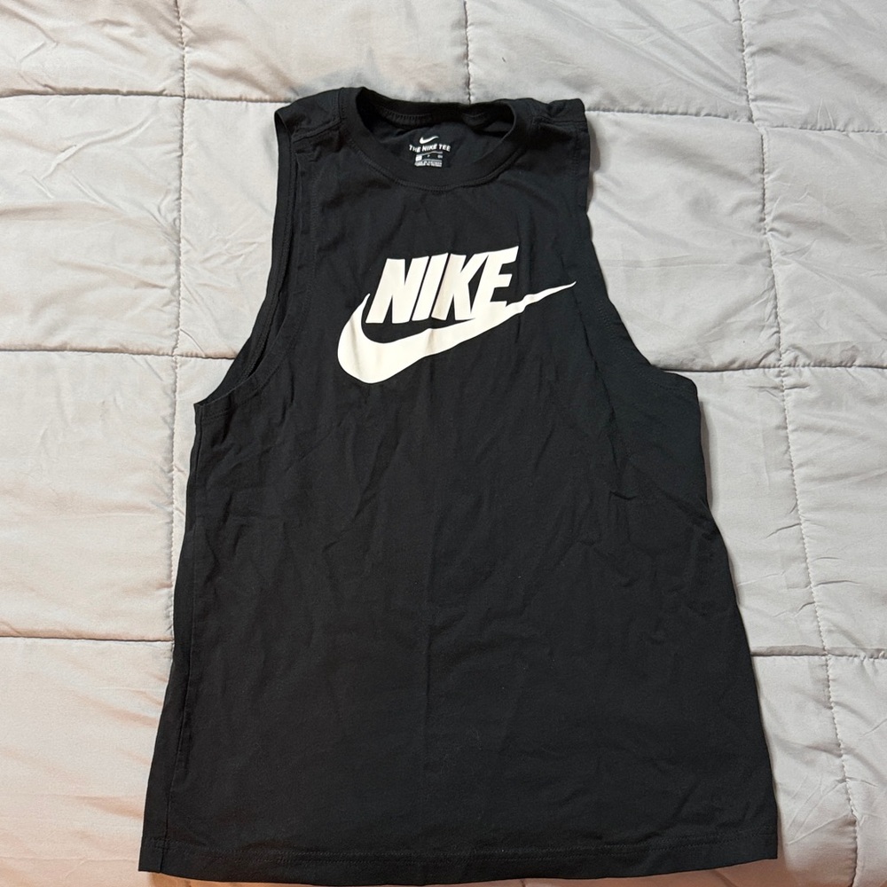 Nike Black Tank Top with White Logo